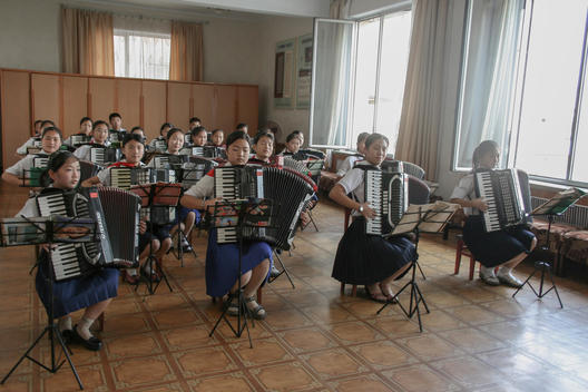 Young musicians of the Mangyongdae School children\'s palace.