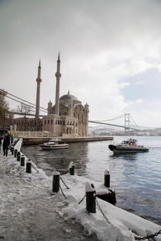 Ortakoy Mosque officially The Grand Imperial Mosque of Sultan Abdulmecid in district of Besiktas, Istanbul, Turkey