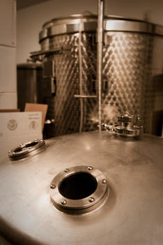 Fermentation tanks store Mead that is aging into a fine honey wine.