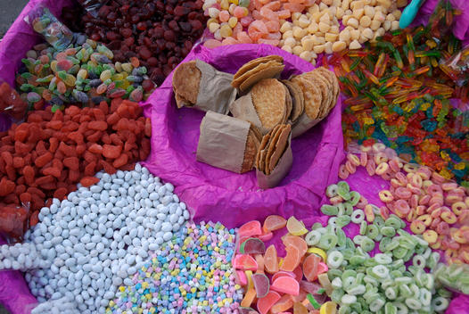 Brightly Colored Candy For Sale By Street Vendor