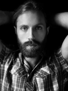 Close up of man in plaid shirt