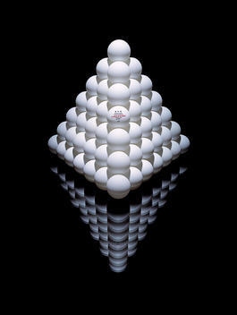 Ping Pong Balls Stacked In Pyramid