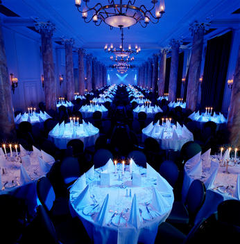 The main dining hall in the Waldorf Hotel, London.