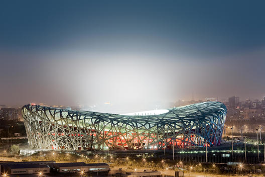 Modern Architecture Of Beijing National Stadium at Night