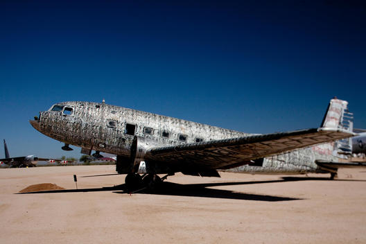 Plane with designs painted on it at Pima Air & Space Museum