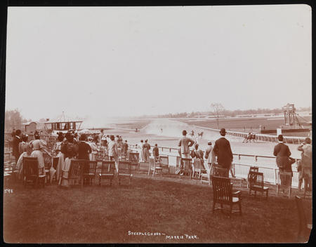 Men And Women Seated And Standing On Chairs On A Lawn At A Steeple Chase At Morris Park Race Track, In What Was Then Westchester, Now The Bronx.