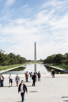 A view of The Washington Monument, seen from the Lincoln Memorial, Washington, D.C.