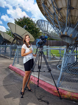 Janelle Bludau photographed by the satellites at station KAVU