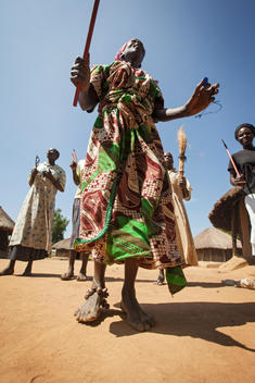 Jing Kume women\'s group in Abaka Village performing Otole (Warriors Dance), working with CAFWA (Community Action Fund for Women in Africa)