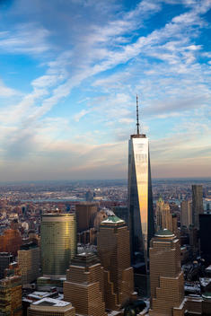 Aerial view of the One World Trade Center in New York City.