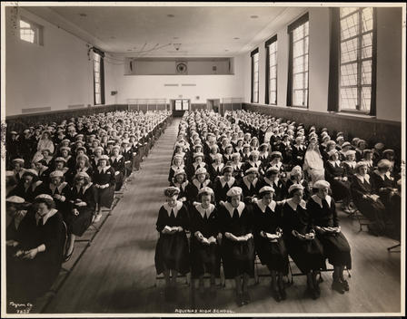 The Auditorium Filled With Students Of Aquinas High School, An All-Girls High School Located At 183Rd Street And Belmont Avenue In The Bronx.
