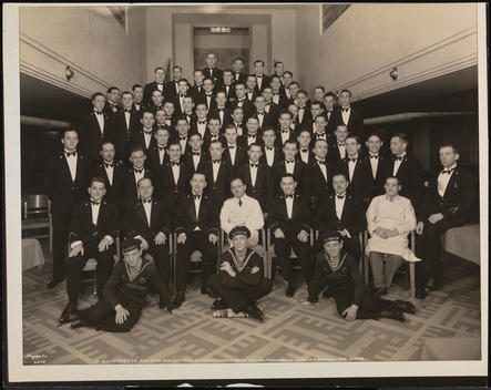Group Portrait Of The Dining Staff Under Chief Purser J. Henry And Chief Steward J.B. Moyet On The M.S. 