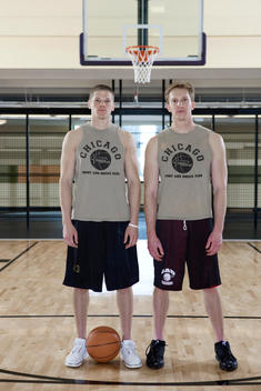 Portrait Of Basketball Players Posing On A Court