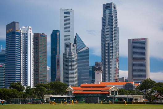 Cricket match near the financial district of SIngapore