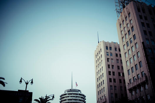 Shot of Capital Records building lots of sky