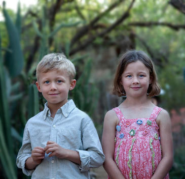 young boy and girl , fraternal twins, portrait