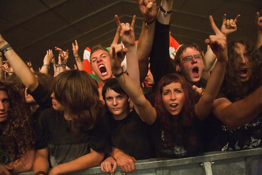 crowds cheering at the Wacken Festival