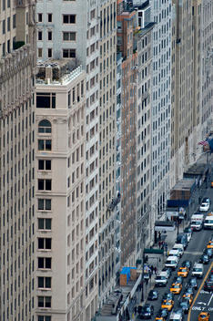 View From Above Of Building Facades And Traffic Along Madison Avenue. Midtown, New York, New York.