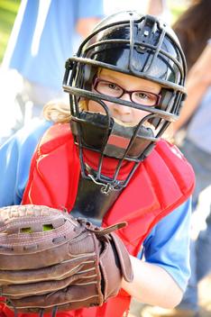 Portrait of young female catcher (10-12)