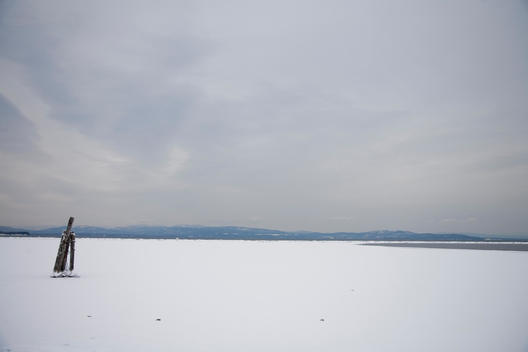 Landscape Of Frozen Waters Of Lake Champlain, Burlington, Vermont.