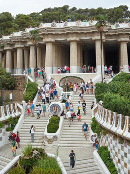 The Dragon stairway in Park G?ell, designed by Antonio Gaud?, the renowned architect and face of Catalan modernism.