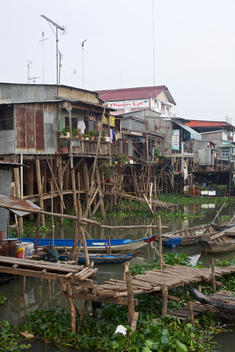 Stilt houses and bridges on the Mekong River, Vietnam