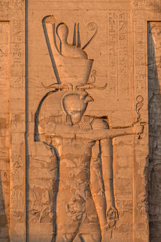 The Temple of Edfu is an ancient Egyptian temple located on the west bank of the Nile in the city of Edfu, Egypt, Africa.