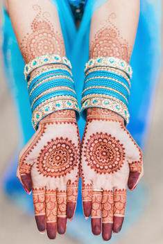 Details of the traditional Indian henna for the bride's wedding day