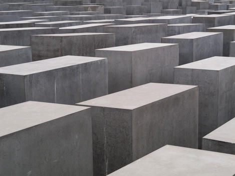 The geometric concrete blocks forming the Memorial to the Murdered Jews of Europe, at Friedrichstadt.