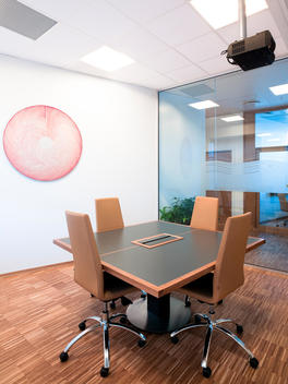 Office meeting room interior at Agder Energi HQ designed by Link Arkitektur, Kristiandsand, Norway.