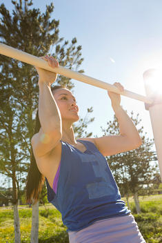workout, running, exercises in an outdoor gym