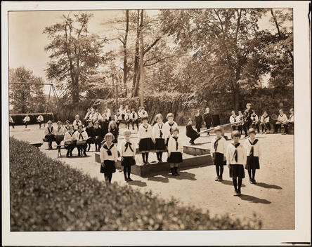 The Children'S Playground With Children Posed For The Camera, At The Congregation De Notre Dame Academy In Grymes Hill, Staten Island.