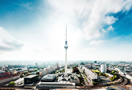 Aerial view over the center of Berlin
