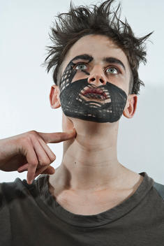 Boy wearing face paint