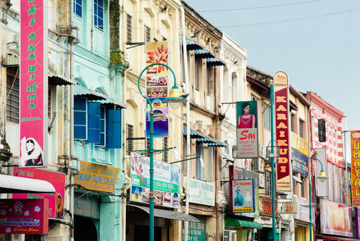Old Colored Colonial Buildings In Little India