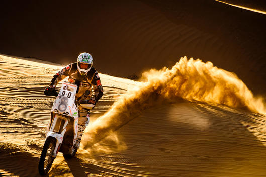 Dakar rally motorbike in the dunes