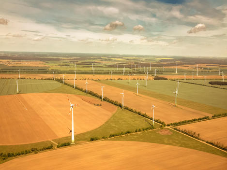 Field with wind turbines, Harburg, Germany