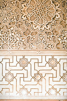 Geometric pattern on a wall of Alhambra palace, Granada, Spain