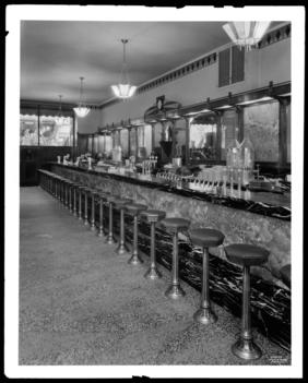 45Th Street And Vanderbilt Avenue. Arcadia Luncheonette Soda Fountain, Interior To Show Marble Work.