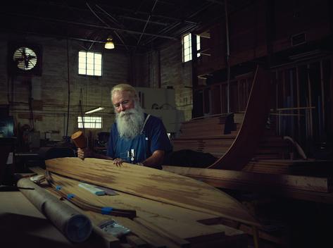 Santa Gregg Henry is a carpenter at Michael Rybovich & Sons Boat Works in Palm Beach Gardens, FL. \