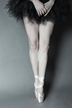 Legs of young ballet dancer
