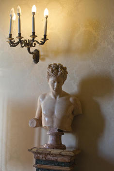 Upper part from a statue of Apollo and lampshade at Museum Capitolini in Rome.