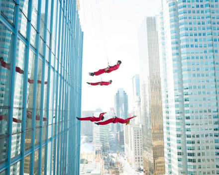 Aeriosa Dance Society (Julia Taffe?s Vancouver-based dance company) performing on L Tower in Toronto.