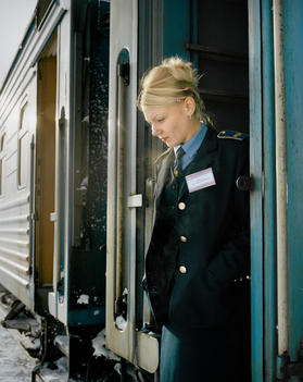 A Provodnitsa – An Attendant Responsible For A Particular Carriage Of A Train – On The New Line Connecting Aldan In The Sakha Republic With The Trans-Siberian Railway And Skovorodino.