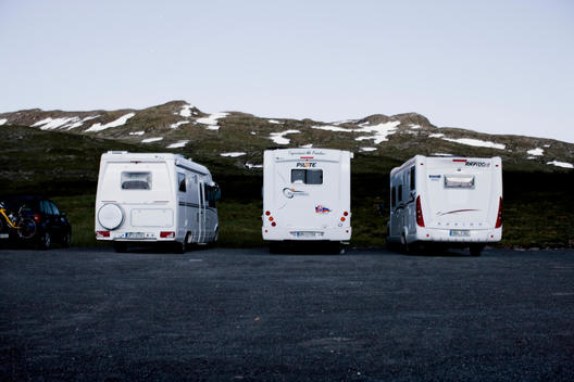Mobile homes parked in remote area