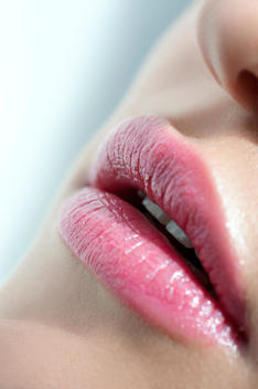 Woman\'S Lips With Pink Lipstick, Close Up