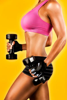 Body image of strong and fit woman