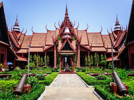 The courtyard at the National Museum of Cambodia in Phnom Penh, Cambodia.