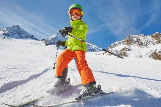 Boy skiing, Stubai, Tyrol, Austria