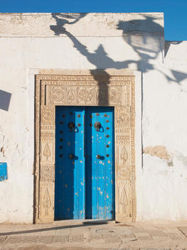 Doorway decorated with Islamic tilework, El Djem, Tunisia